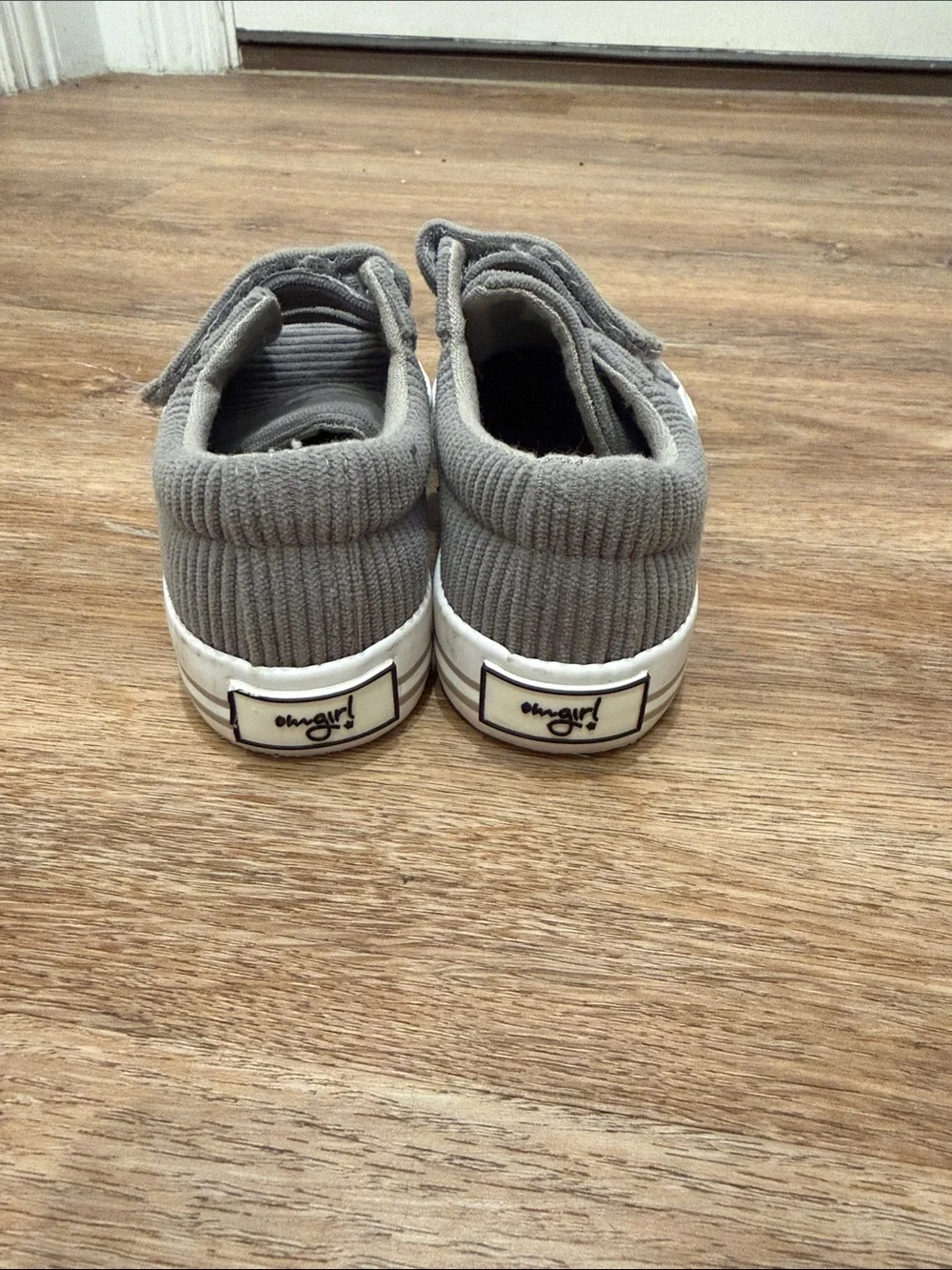 Olivia Miller Grey Corduroy Kids Sneakers with White Toe